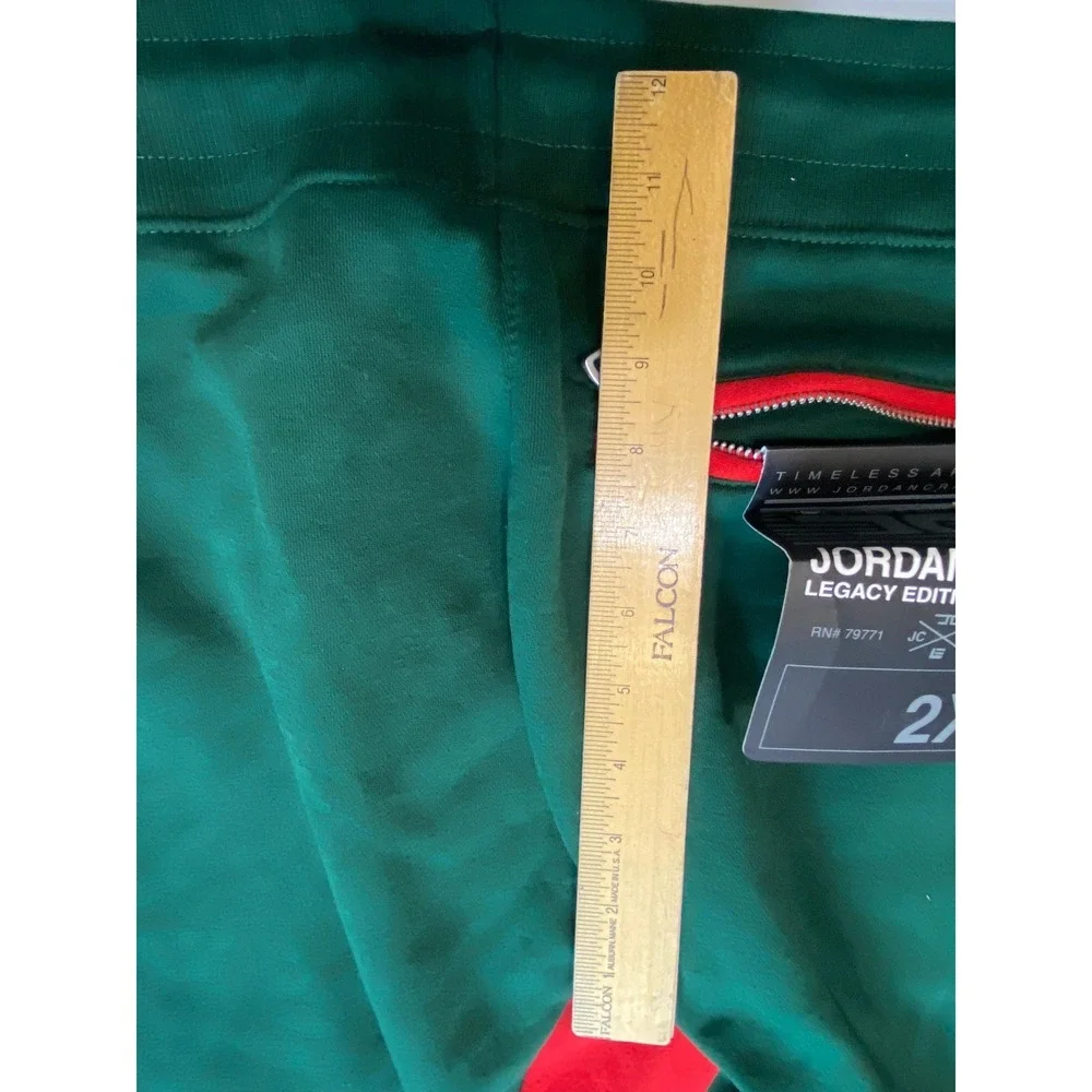 Jordan Craig Track Pants 2XL Green Red Stripe Joggers Zip Ankle Athletic - Picture 6 of 10